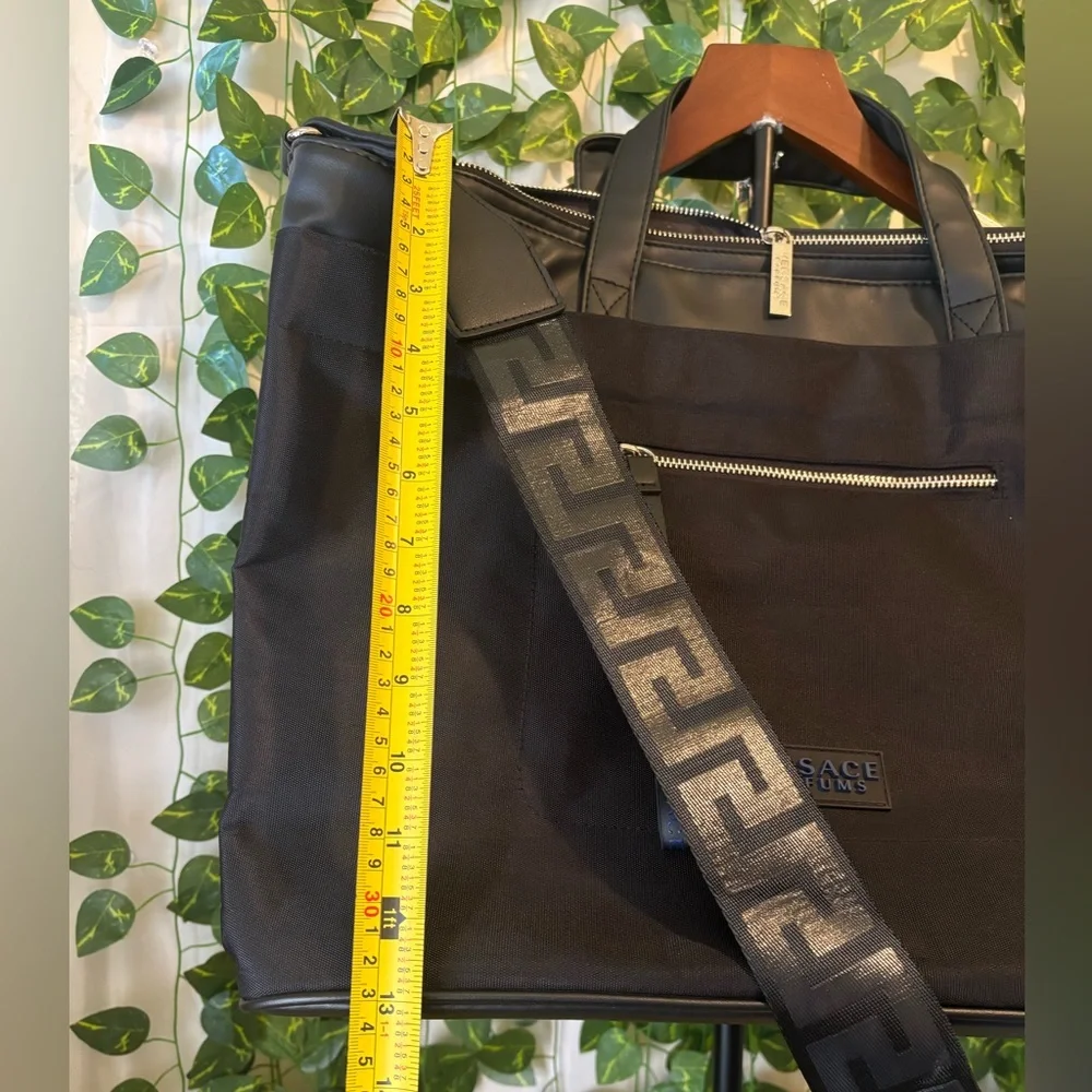 Versace Jeans Collection Black Nylon Laptop Tote with Signature Strap